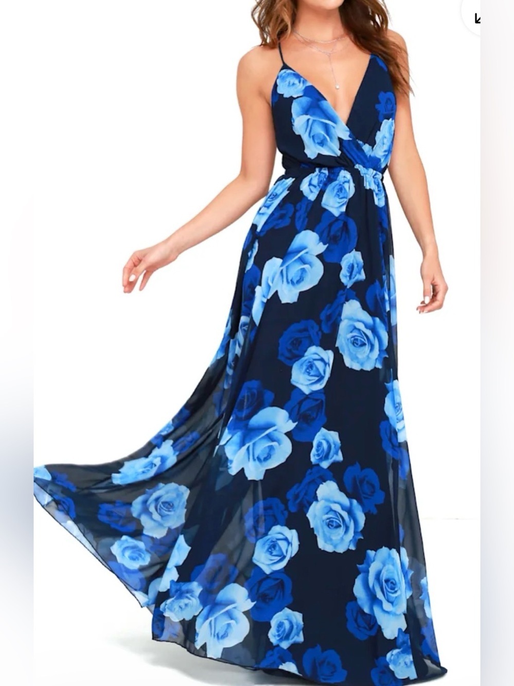 Lulus NWT Only In Dreams blue floral maxi dress, small